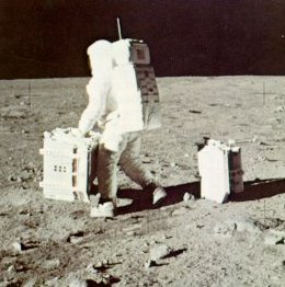 Aldrin drops off Retroreflector