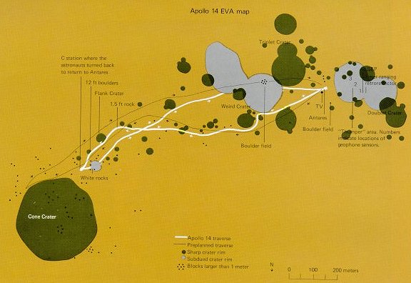A picture of the Apollo 14 EVA map