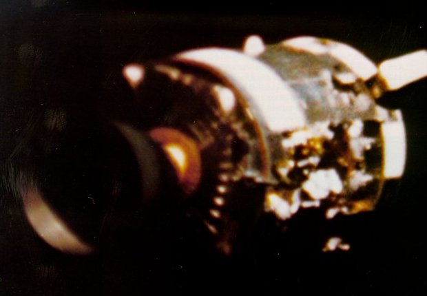 A photo of a damaged service module