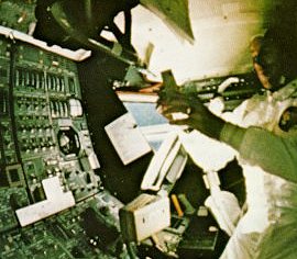 A photo of an astronaut in the cabin