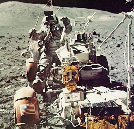 A photo of an astronaut sitting in the Rover