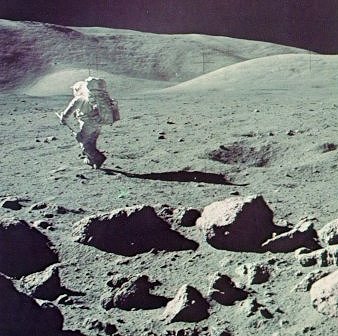 A photo of astronaut heading back to Rover