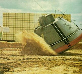 A photo of the command module hitting land