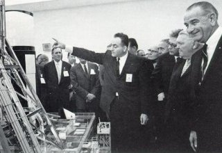 Photo of Petrone,President Lyndon Johnson, and Chancellor Ludwig Erhard