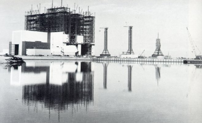 A photo of the contruction of the Vehicle Assembly Building