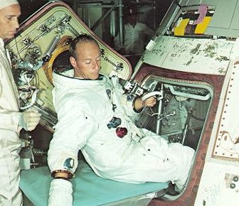 Photo of astronaut at the hatch entrance