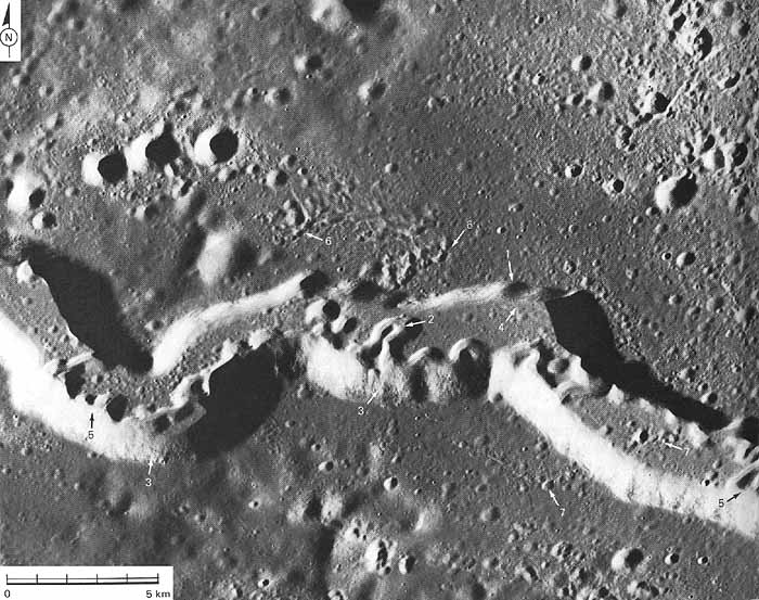 Figure 186 Schroter's Valley in the Aristarchus plateau is one of the largest lunar sinuous rilles