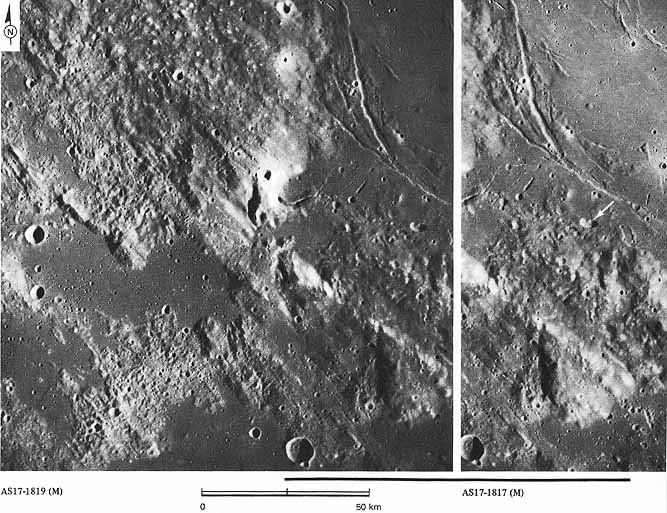 Figure 36 Haemus Mountains bound the southwestern edge of Mare Serenitatis and form the rim of the Serenitatis basin