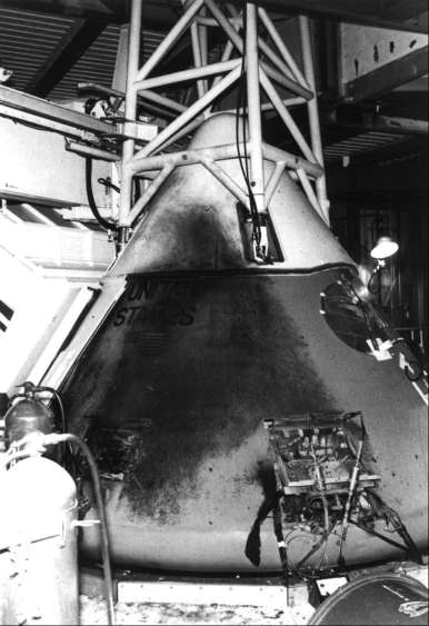 Command module 012 after AS-204 fire (exterior)